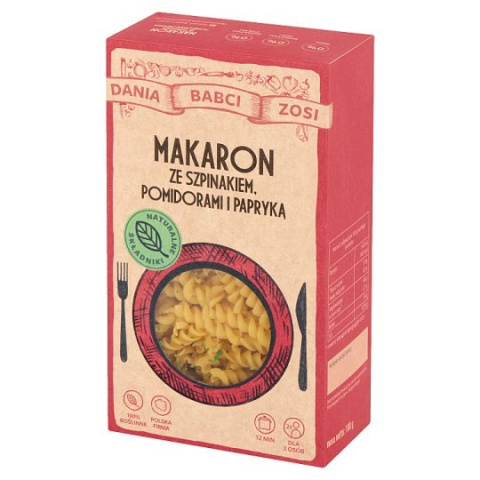 Makaron Dania Babci Zosi z Pomidorami Soczewicą i Bazylią 180g Makaron Dania Babci Zosi z Pomidorami Soczewicą i Bazylią 180g
