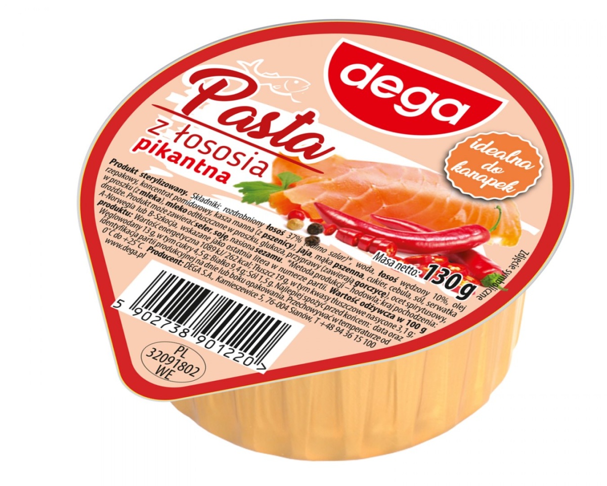 Pasta z łososia pikantna 130 g DEGA Pasta z łososia pikantna 130 g DEGA